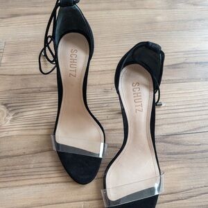 SCHUTZ Black Heels with Transparent Strap - JOSSEANA (NEVER WORN)